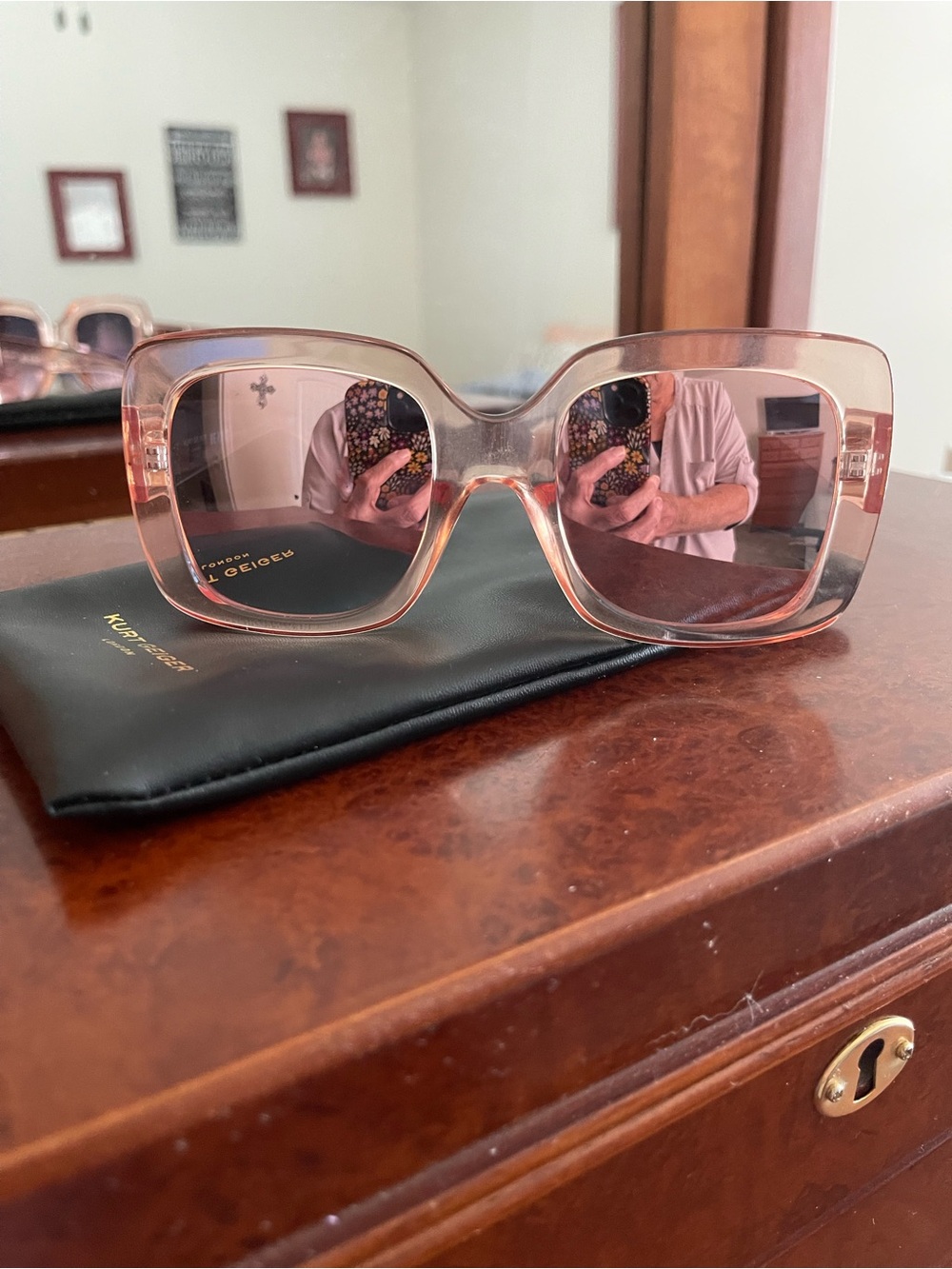 Kurt Geiger Oversized Square Sunglasses - Light Pink Transparent